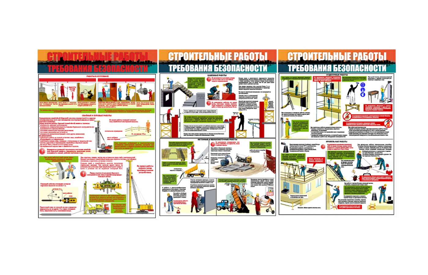 Комплект плакатов "Требования безопасности при строительных работах"