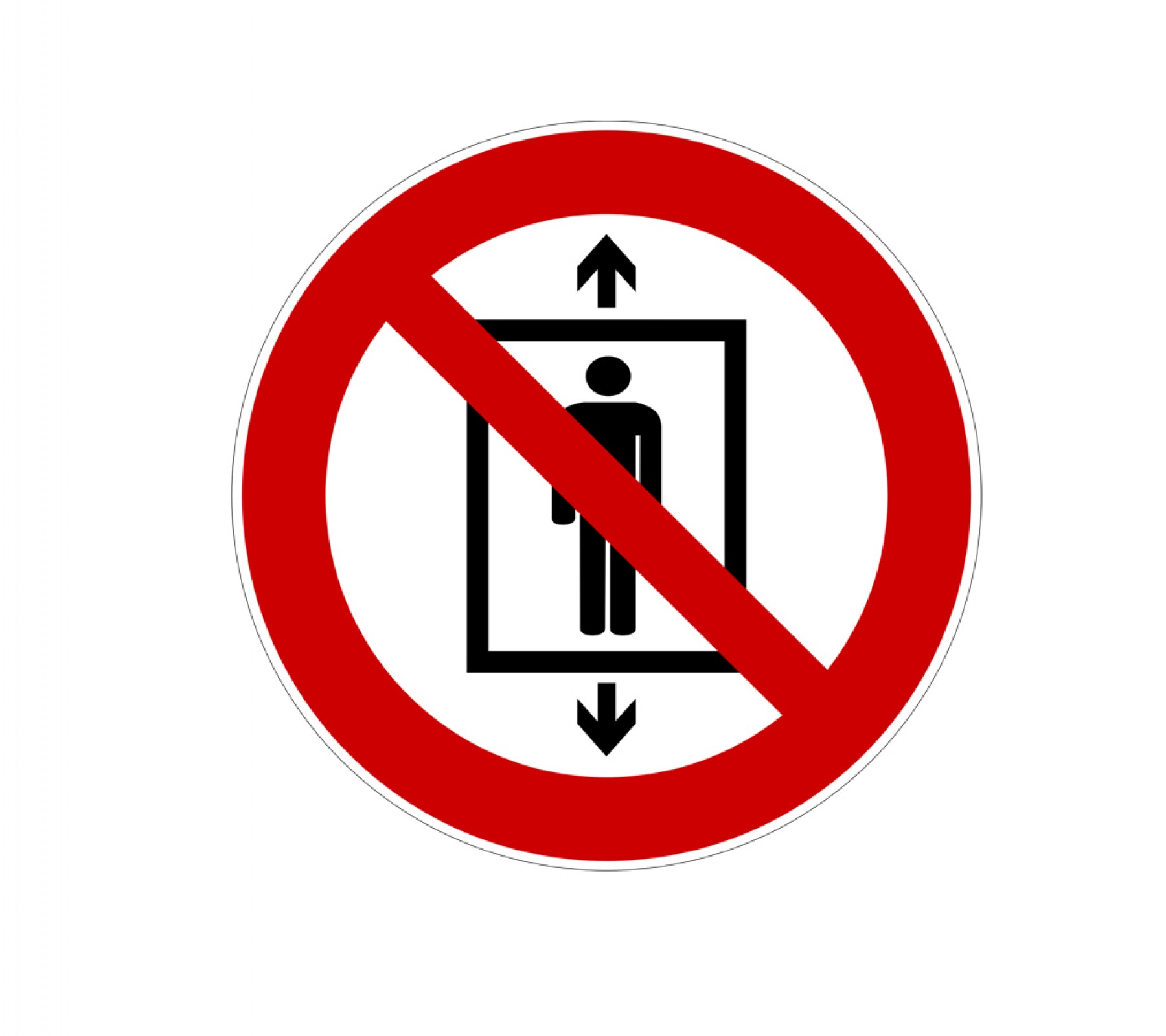 Знак безопасности "Запрещается пользоваться лифтом для подъема (спуска) людей"