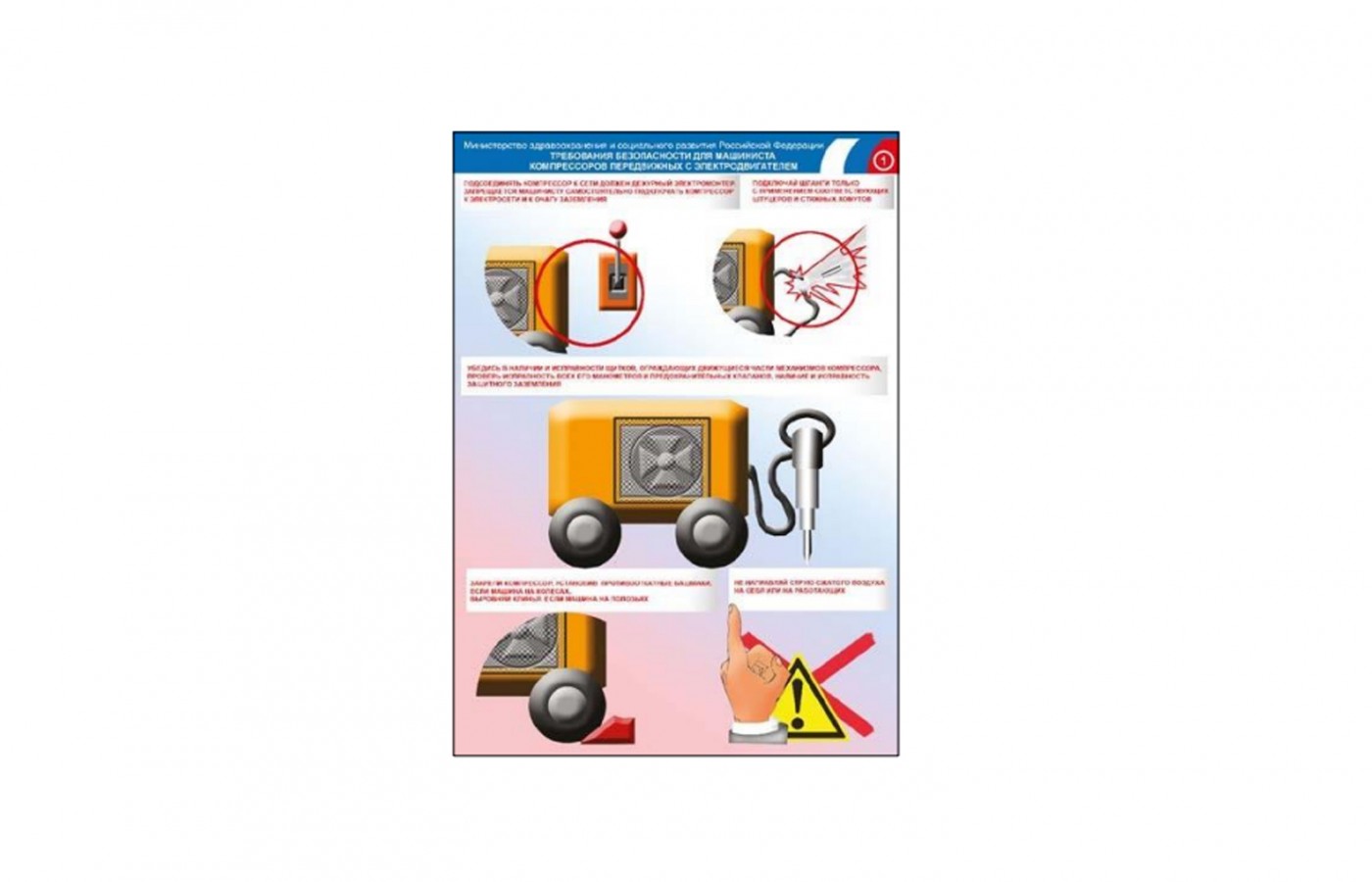 Плакат "Требования безопасности для машинистов компрессоров передвижных с электродвигателем"