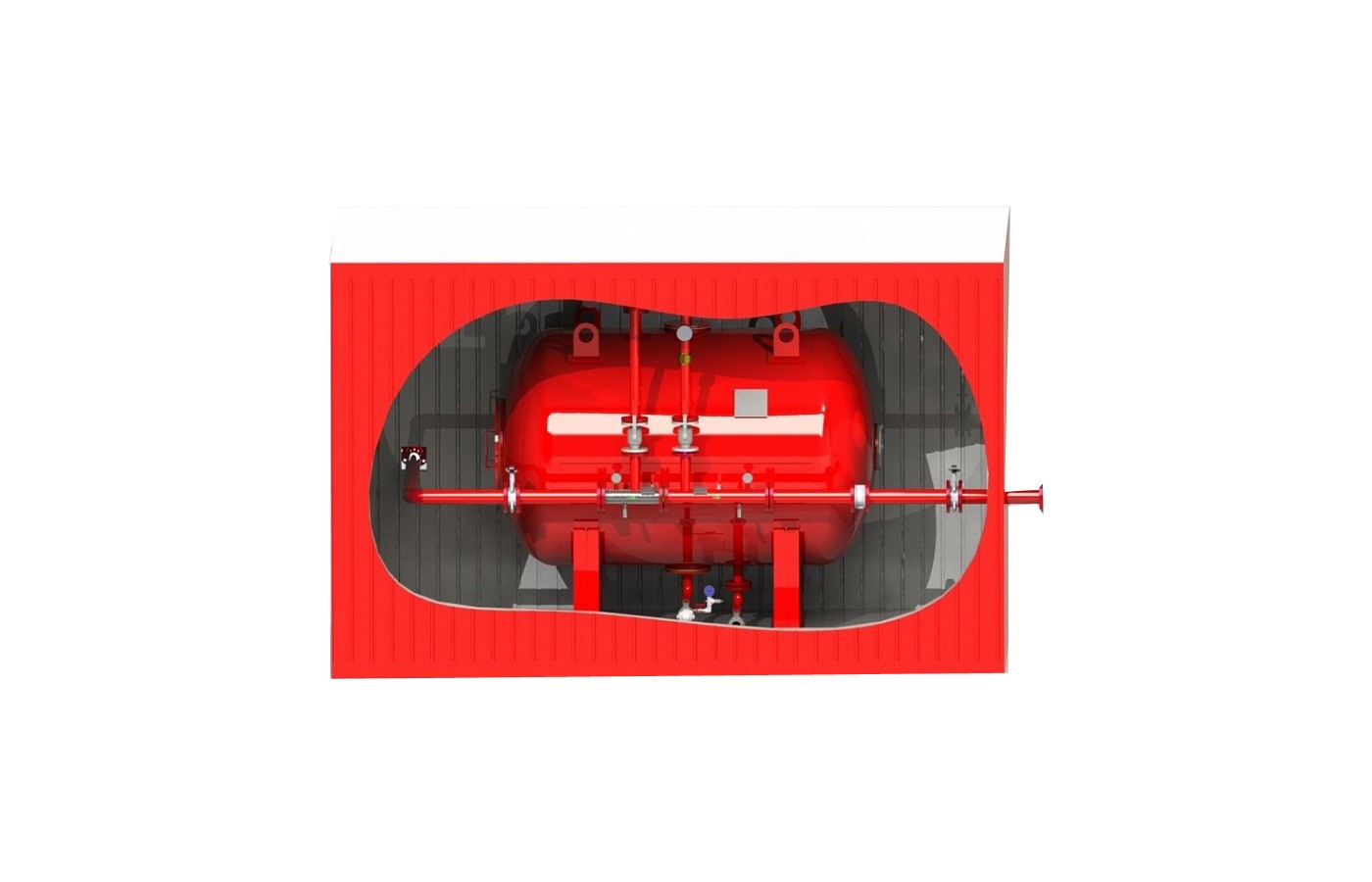 Камера задвижек с баками дозирования, контейнер пожаротушения