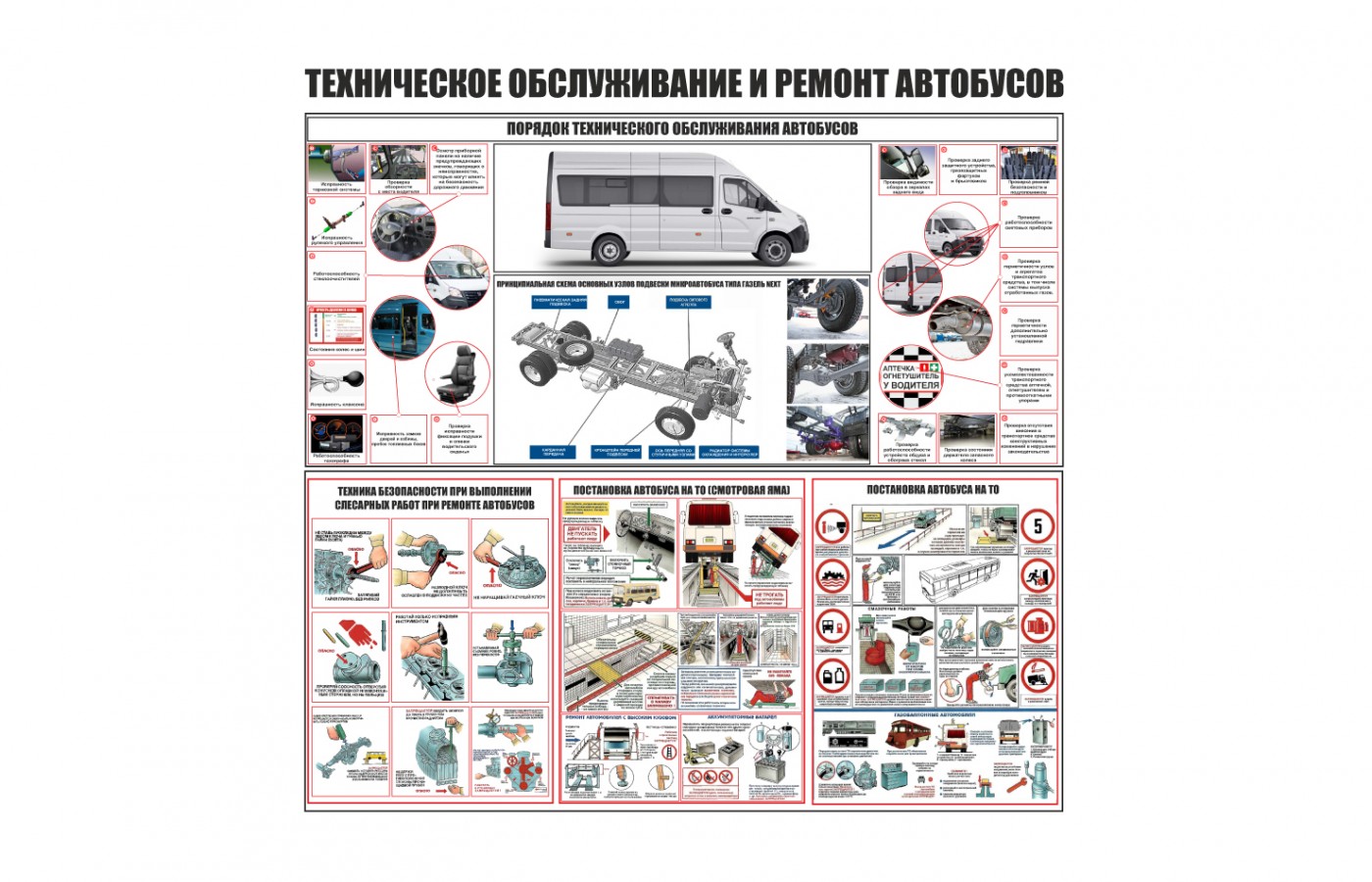 Плакат "Техническое обслуживание и ремонт автобусов"