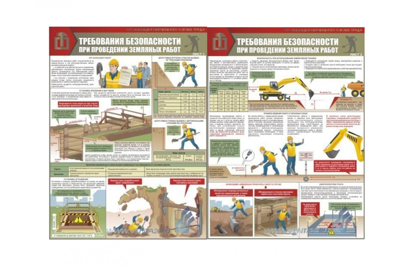 Комплект плакатов "Земляные работы. Требования безопасности"